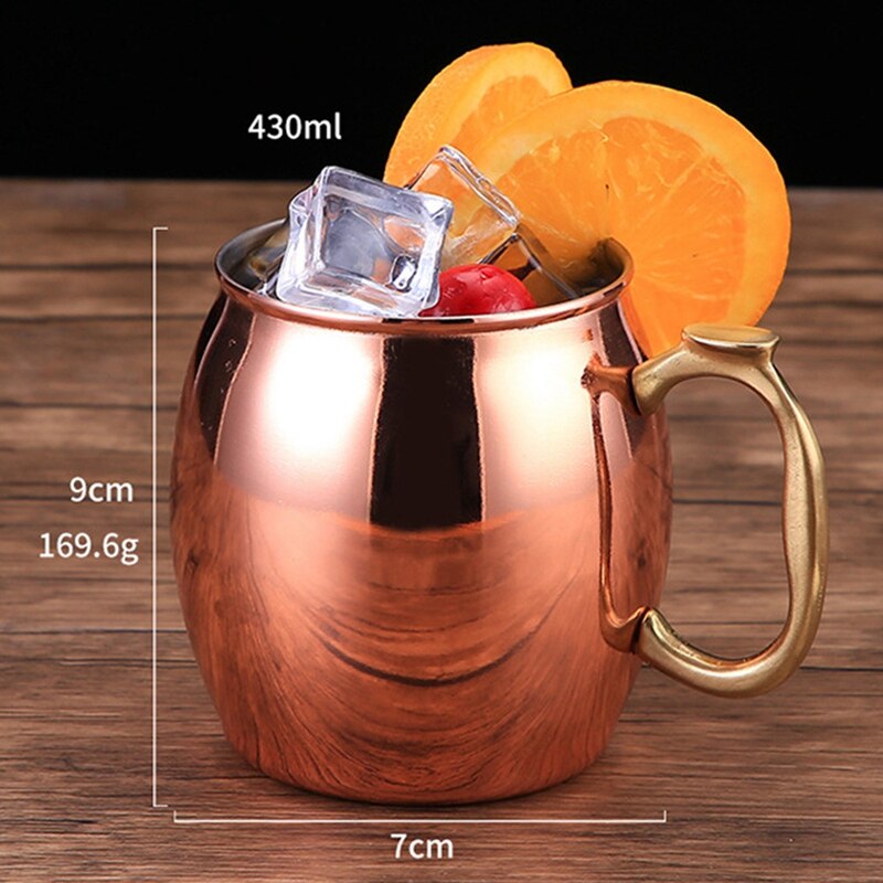 Rvs 304 Koper Plated Bier Mok Cocktail Glas Sap Beker Wijn Glas Koffie Bar Tool Rose Gold