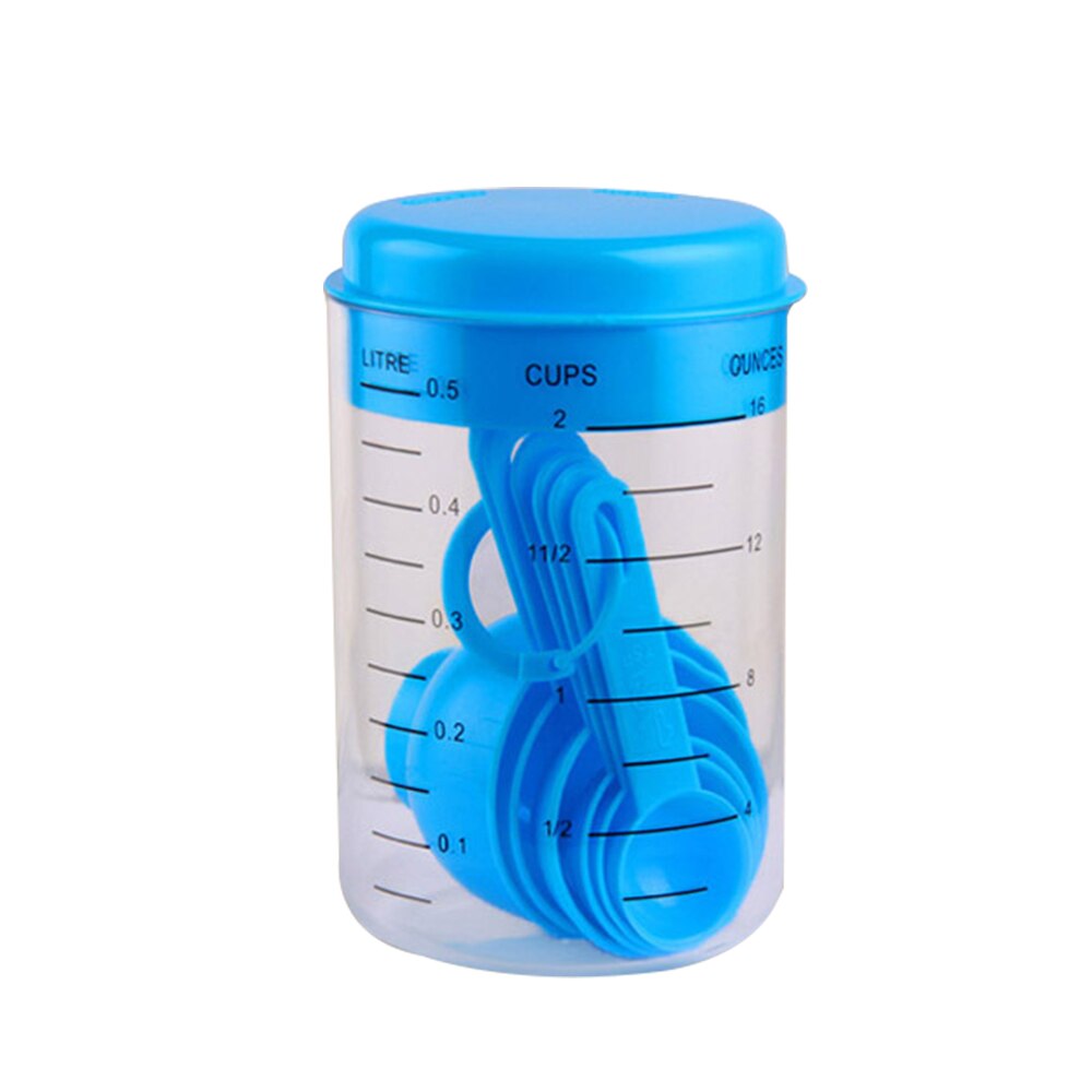 Kitchen Measuring Tools Blue Pink Color Mixing Plastic Measuring Cup Spoons Set Graduated Spoons For Kitchen Cooking Coffee: 01