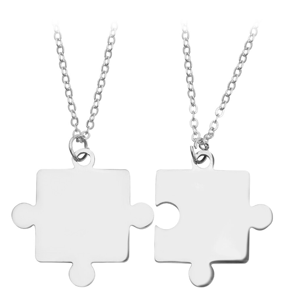 Couples Jigsaw Necklaces 2pcs/Set For Women Lover&#39;s Gold And Black Silver Color Puzzle Pendant Love Necklace Jewelry: 2