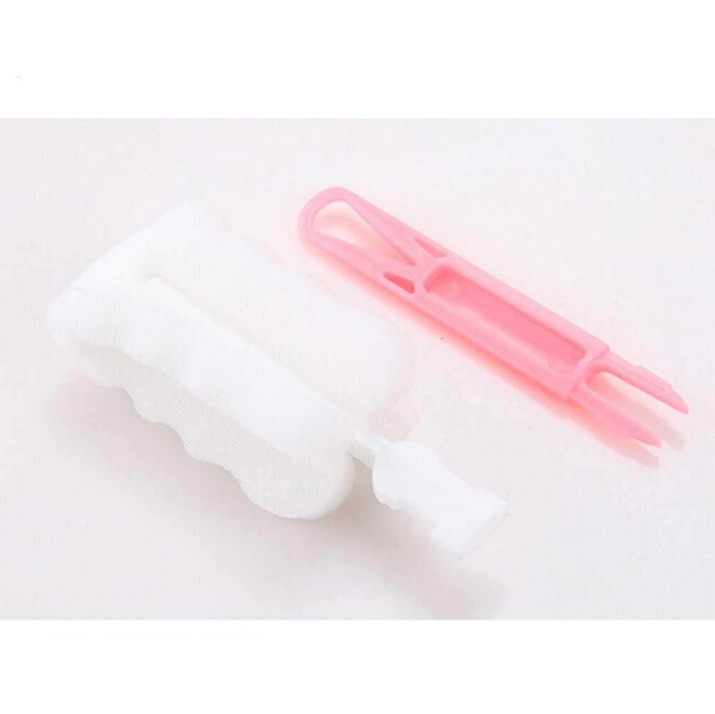 360 Degree Sponge Cleaner With Brush Newborn Baby Bottle Sponge Long Handle: J-SH-BB-237-RD