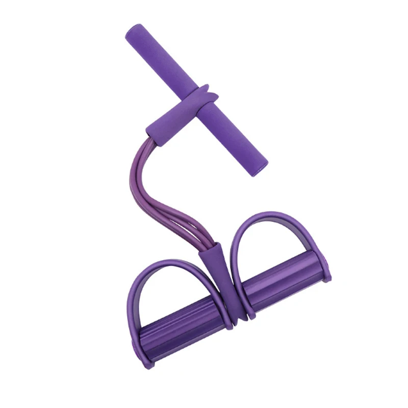 Equipo de ejercicio para gimnasio en casa, cuerda de tracción, Pedal, extractor de tobillo, cuerda elástica para Fitness en interiores, , 4 unidades: Morado