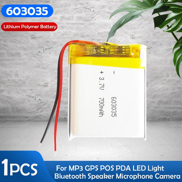 1-2PCS 3,7 V 700mAh 603035 Lithium-Polymer-Batterie Für MP3 MP4 GPS DVR LED Licht spielzeug Bluetooth Kopfhörer Lipo Zellen: 1PCS