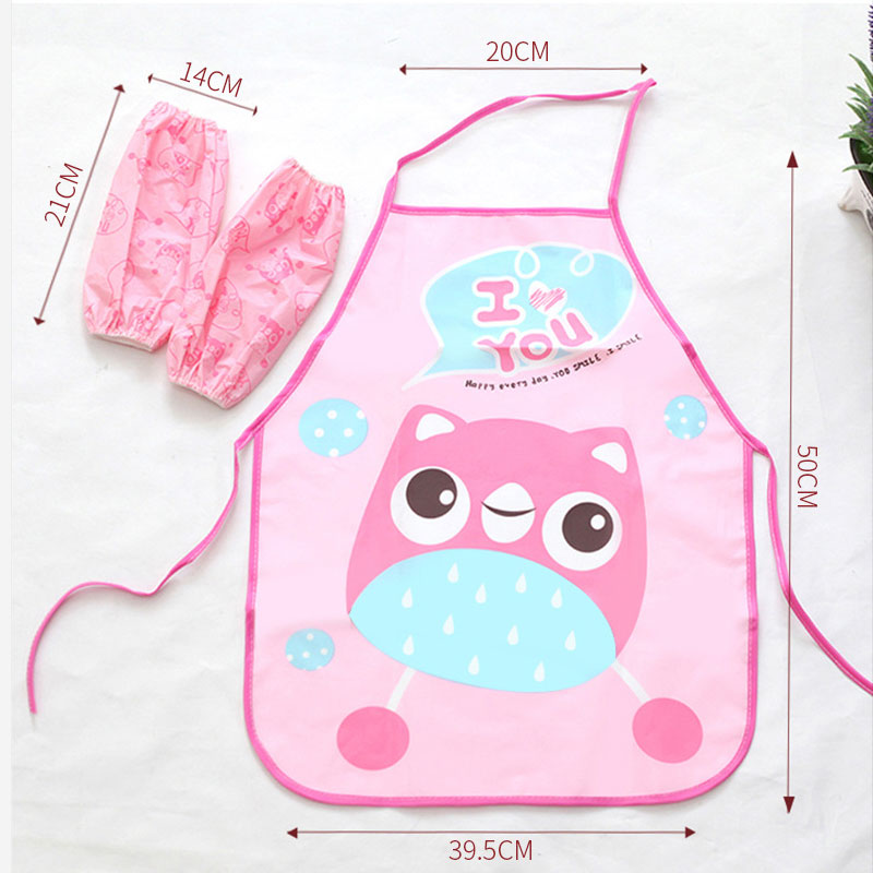 3 Stks/set Baby Kid Mooie Cartoon Dier Waterdichte Antifouling Schort Pvc Kinderen Jongen Meisje Mouwloze Slabbetjes Keuken Voeden Stuff