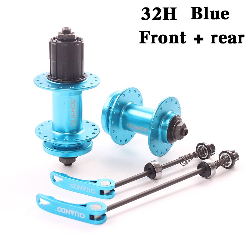 QUANDO vélo moyeu bague entretoise moyeu 32H 36H trous vélo vtt VTT avant arrière Cassette roue libre et 6 boulon frein à disque: 32H BLue a pair