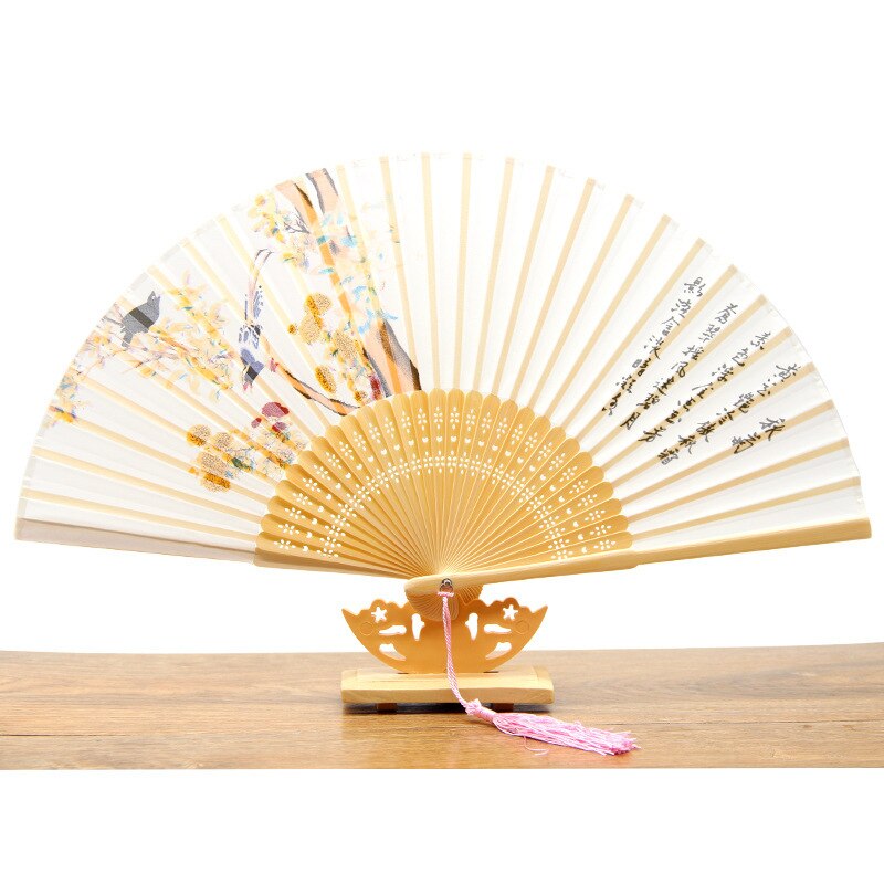 Echte Seide Frau Chinesischen Bambus Fan Sommer Fan Antike Falten Dance Fan Vintage Hochzeit Gefälligkeiten Und Bambu Hand Fans mariage: King Whyte