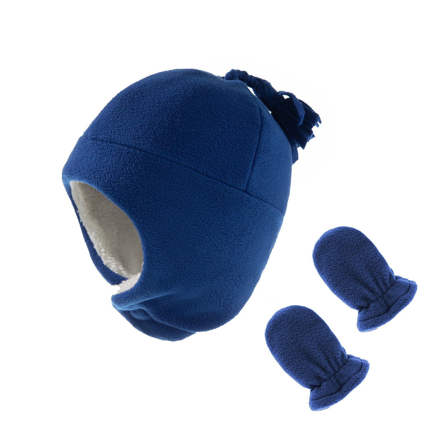 Kids Beanie Hoed Tweedelige Baby Hoed Handschoenen Skullcap Kinderen Hoed In De Winter Warm Kinderen Houden Beschermende oor Cap Hoed Handschoenen: sapphire 1