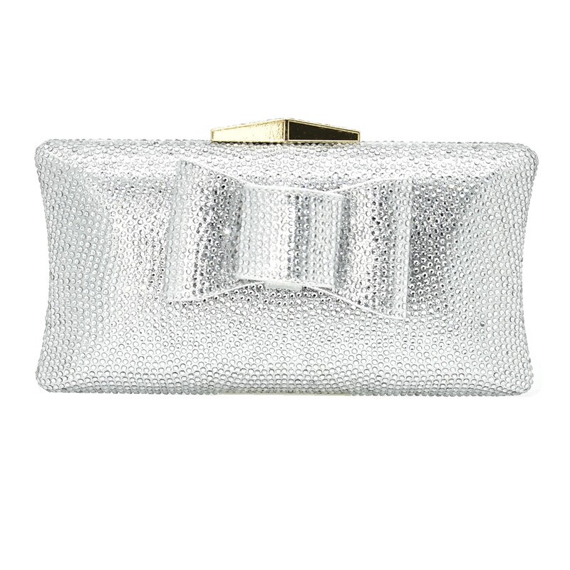 Producto, bolso de para mujer, bolso de hombro nupcial para mujer, Diamante de cristal para bodas, bolsos de noche, bolso de hombro de lujo para mujer a la: Plata