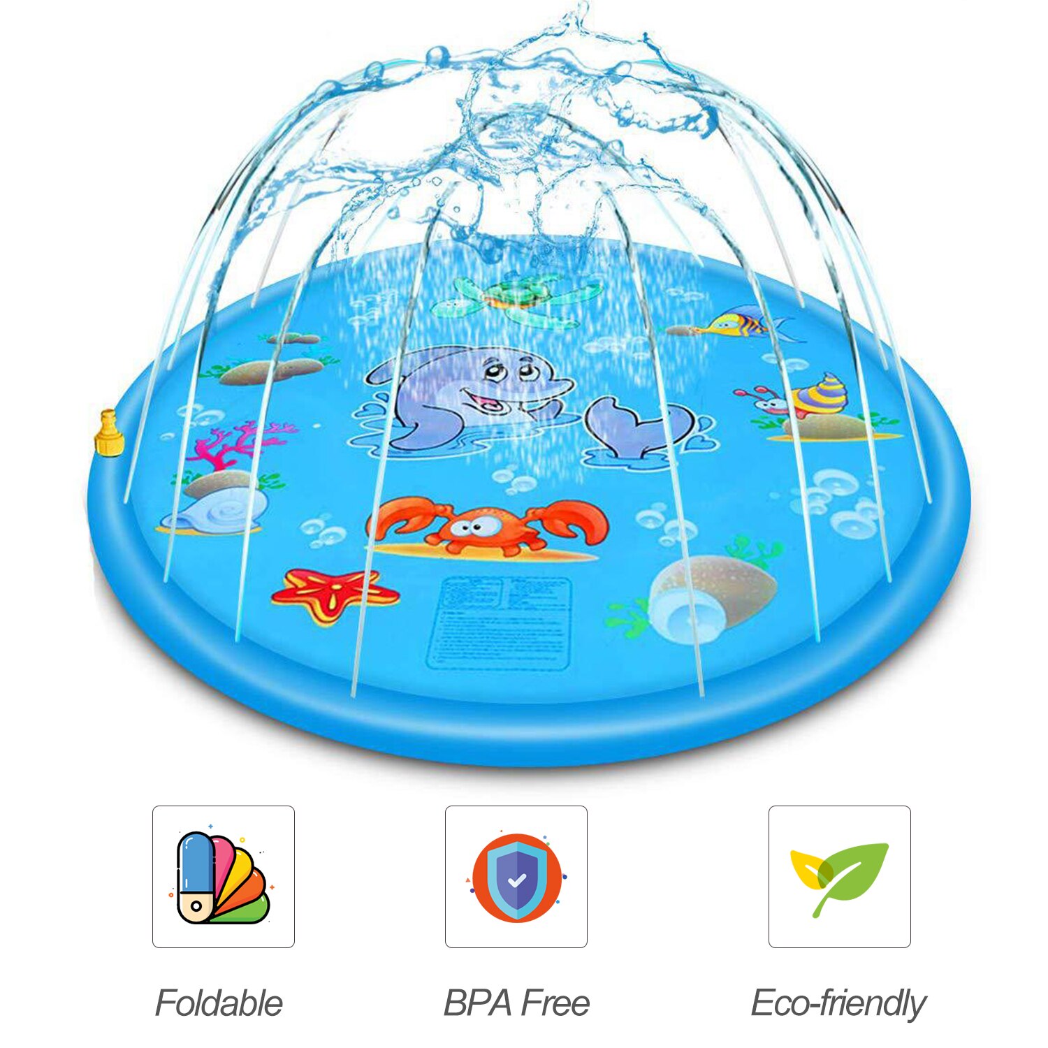 Tapis gonflable de jeu d'éclaboussure de modèle Animal de coussin d'éclaboussure de 68 pouces pour des jouets extérieurs d'arroseur d'eau de piscine de partie d'enfants