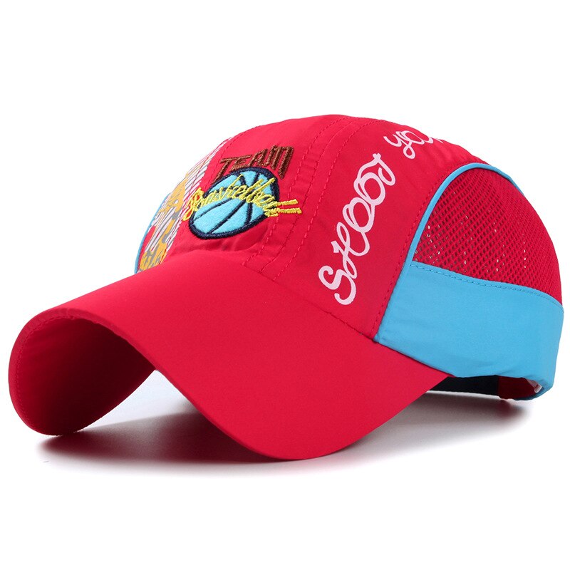 Zomer Snel Droog Kinderen Sport Baseball Netto Cap Cartoon Basketbal Printting Netto Cap Kids Student Camping Hoed Jongens Meisjes Zonnehoed: Red