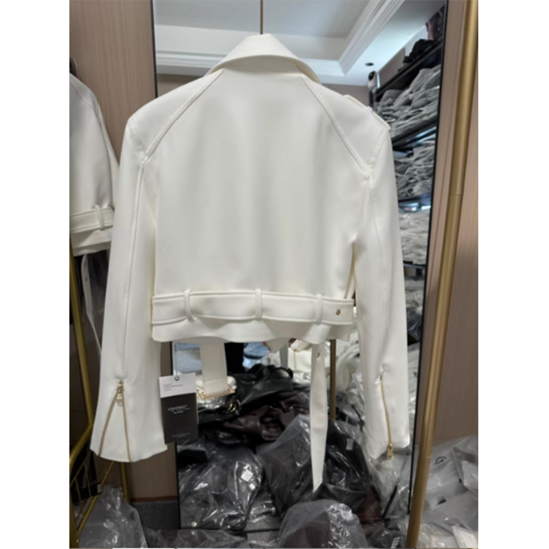 Frühling Und Herbst Neue Joker Anzug Weibliche Kurze Dünne Lange Hülse Motorrad Jacke Bequeme Und Elegante V-ausschnitt Geschmack Jacke