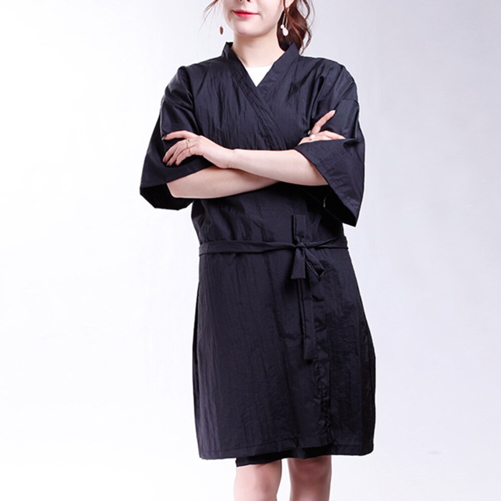 Salon Client Gown Robes Cape Hair Salon Hair Cutting Smock for Clients Kimono Style (Black)