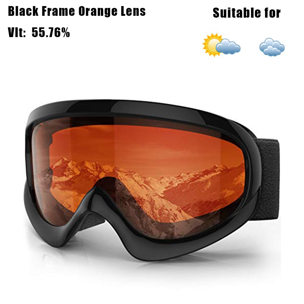 [RU magazzino locale] occhiali da sci per bambini di marca findway OTG occhiali da Snowboard invernali antiappannamento per età 8-14 ragazzi ragazze bambini gioventù: Black Frame Orange 2
