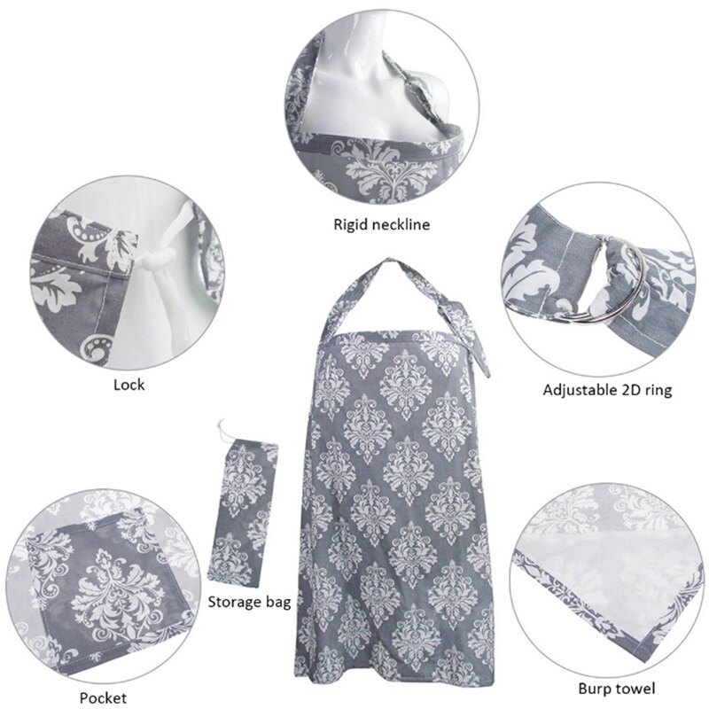Puur Katoen Borstvoeding Verpleging Cover Verstelbare Ademend Borstvoeding Handdoek Met Nek Brace En Opbergtas