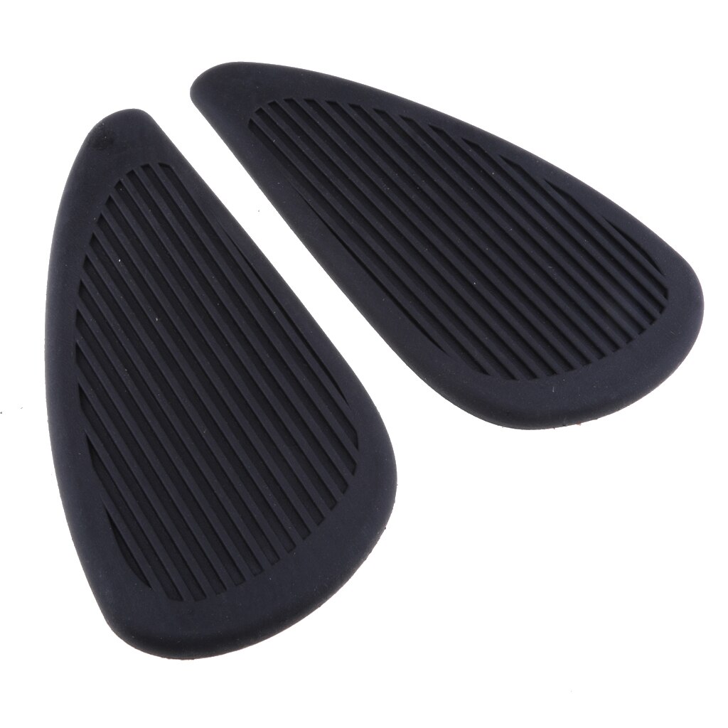 2 Pcs Motorcycle Rubber Fuel Tank Traction Side Pad Knee Grip Protector Sticker Tankpad - Black
