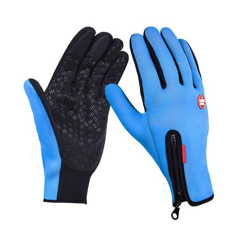 Outdoor Sport Wandelen Winter Fiets Fietsen Handschoenen Voor Mannen Vrouwen Windstopper Kunstleder Zachte Warme Handschoenen Apparatuur: Blauw / L