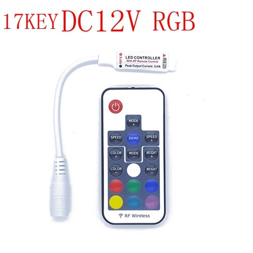 Enkele RGB Led Controller DC 12V 24key Doos 44key 11 toetsen 17key Mini Afstandsbediening Dimmer voor SMD 3528 5050 2835 Led Strip Licht: 17KEY RGB