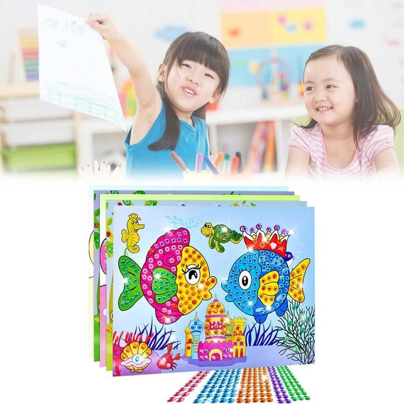 5 Stuks Verschillende Kids Kinderen Kleuterschool Educatief Puzzels Crystal Diamond Mozaïek Sticker Schilderen Diy Ambachten Speelgoed