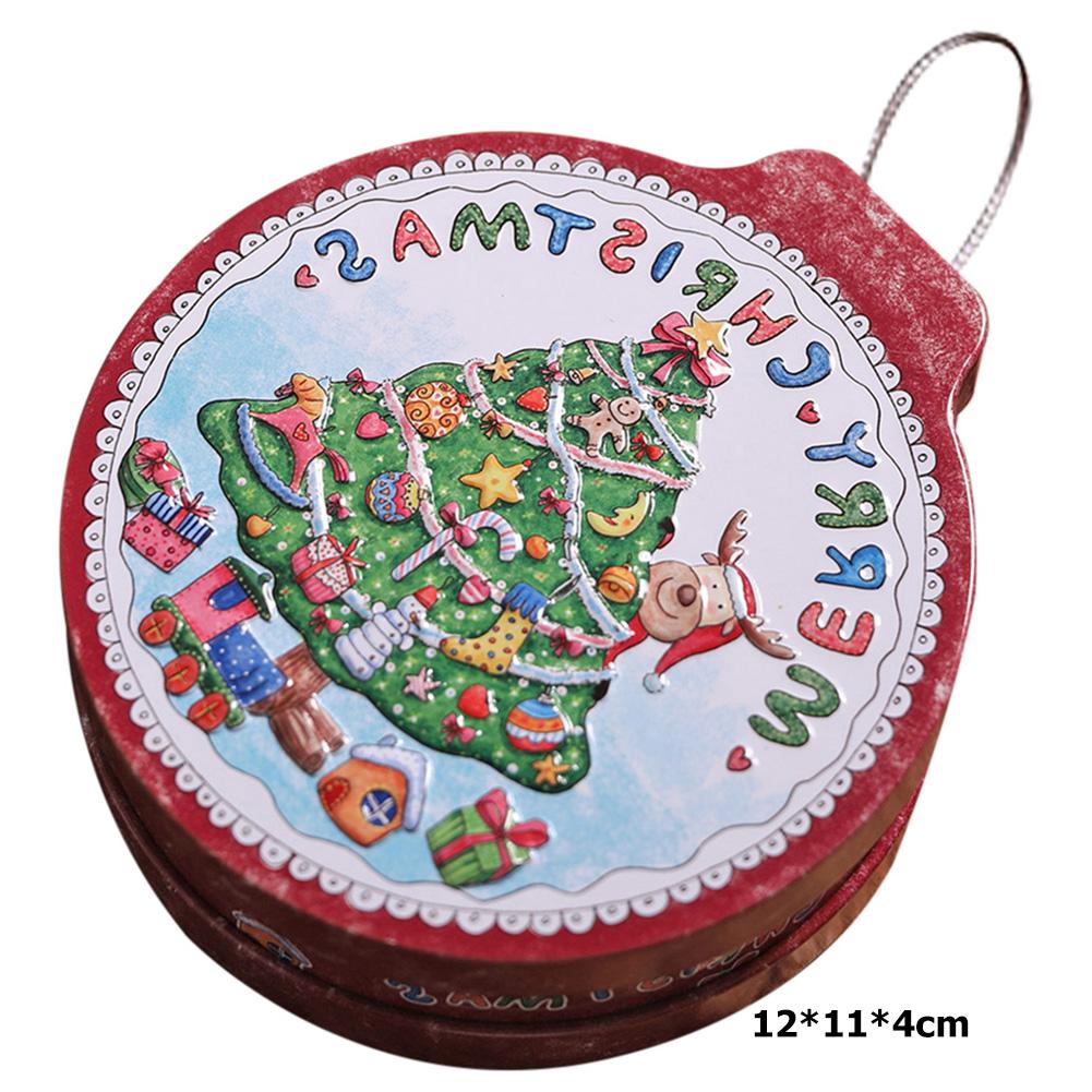 Christmas Candy Cans Tinplate Box Storage Box Biscuit Jar Iron Can Christmas Cookie Tins: Christmas Tree-Red