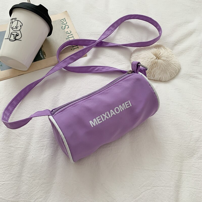 Waist bag female Harajuku student sports chest bag trendy Korean version of all-match canvas messenger bag: purple