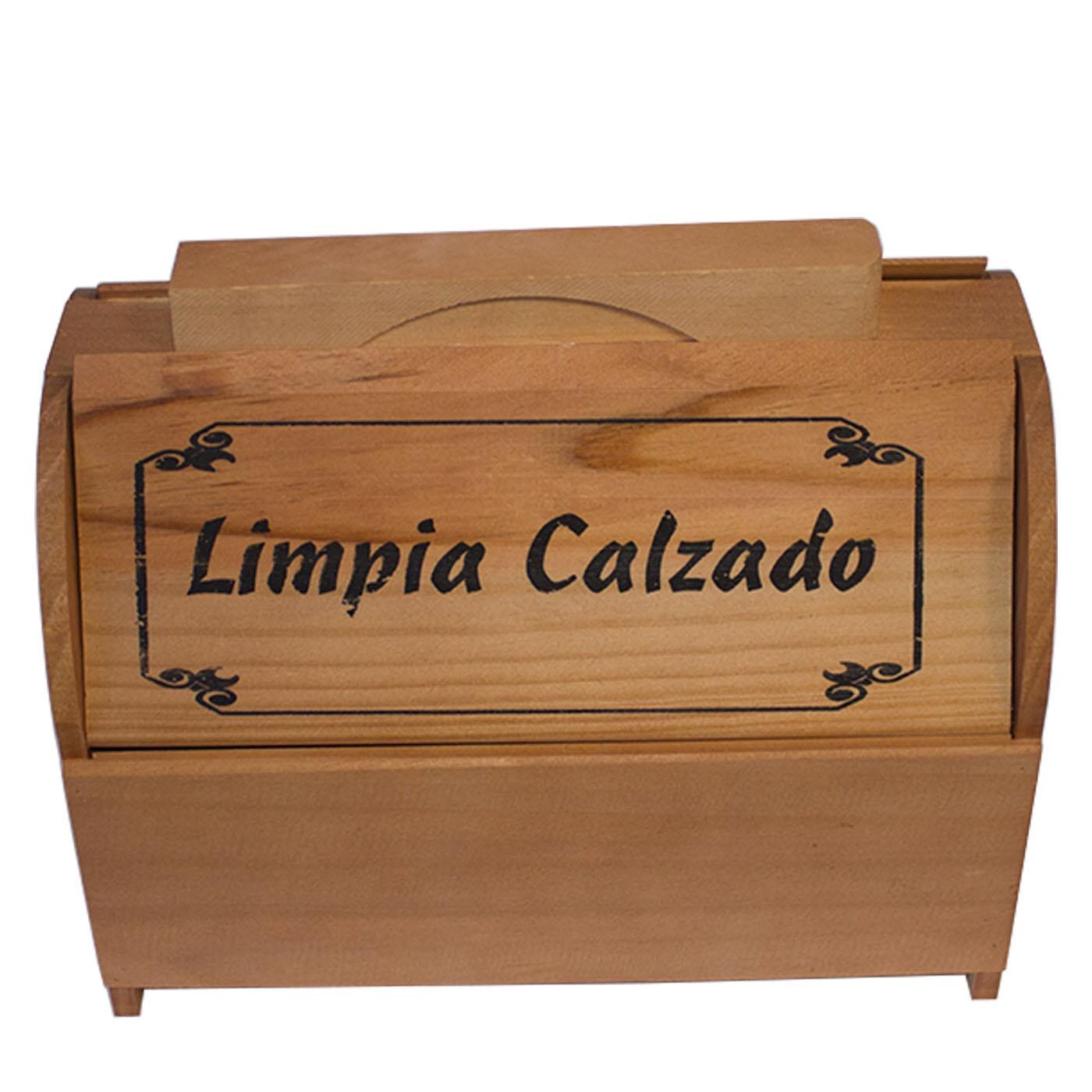 Artema - Caja limpia calzado de madera 21,5 x 25,8 x 15,8 cm, recipiente de madera para guardar betún, cepillos, trapos, utensi