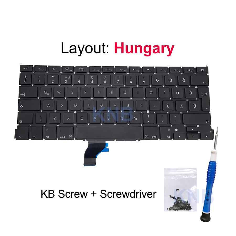 Nowy Laptop A1502 klawiatura US UK hiszpania rosyjski francuski szwajcarski włochy arabski układ dla Macbook Pro Retina 13 &quot;2013 2014 2015: Hungary with Tools