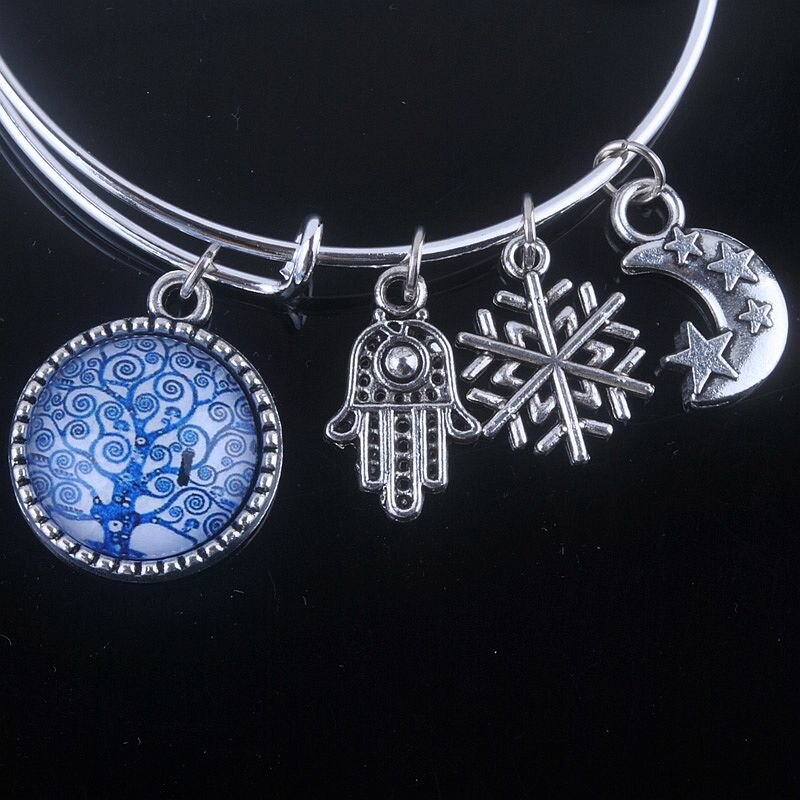 18 Styles Cabochon Dome Tree of Life charms Bracelet Adjustable Expandable Wire Bangles for Women Fine Jewelry B013: 8