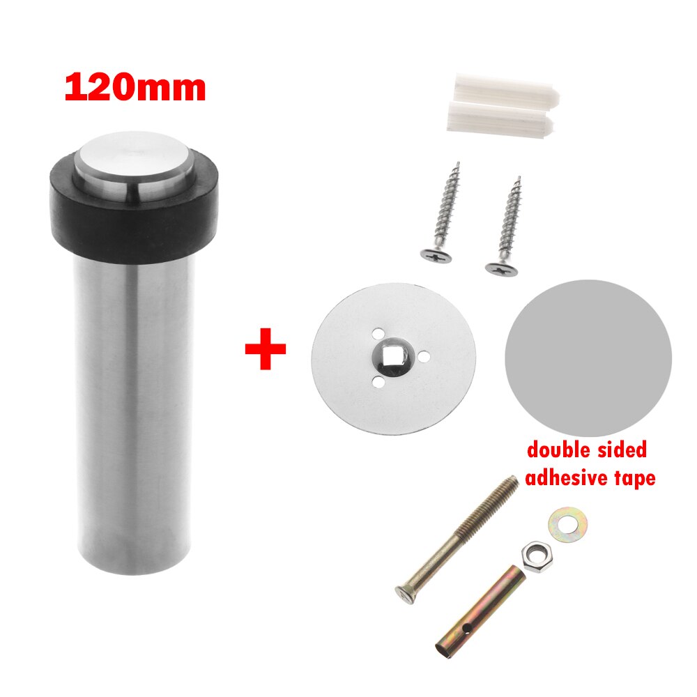 1PC Round Double Use Door Stops Anti-Collision Rubber Stopper Buffer Stainless Steel Self Adhesive Door Holder Protection: 120mm