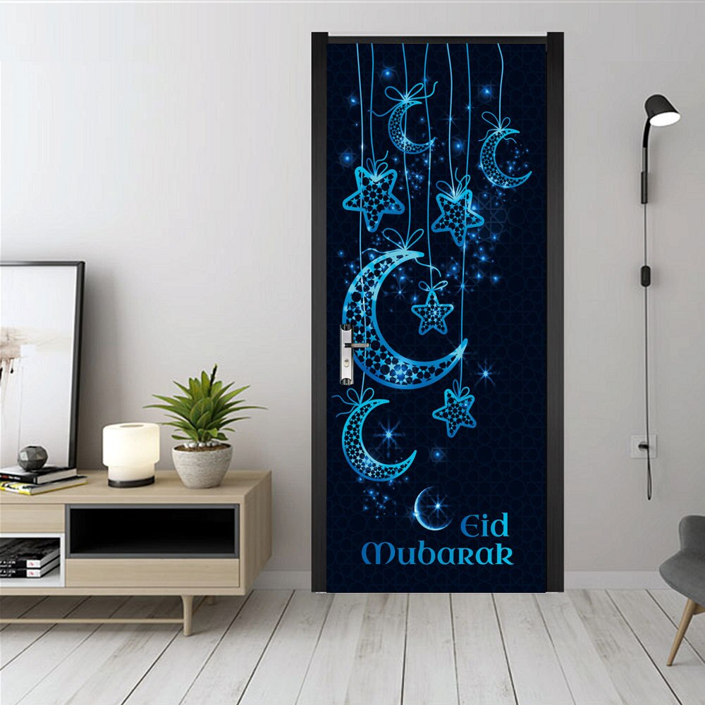 3D Self-adhesive Muslim Door Sticker Ramadan Decoration EID Living Room Bedroom Glass Door Mural Wallpaper