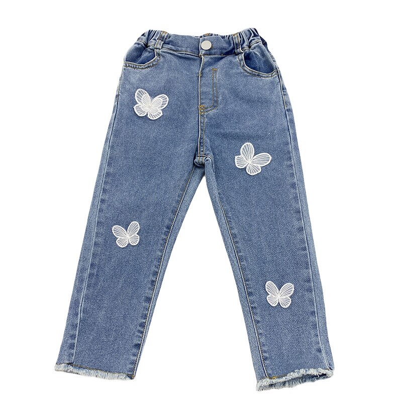 Jean papillon pour petites filles, pantalon en Denim Slim décontracté pour enfants, printemps automne 2022