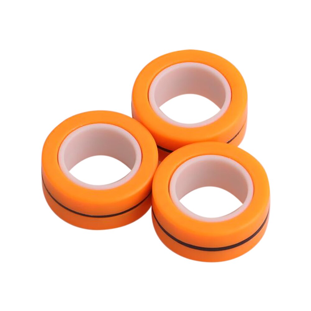 3PCS Anti-Stress Magnetic Magic Rings Unzip Toys For Magician Trick Props Decompression Magic Trick Small Ornaments: Orange
