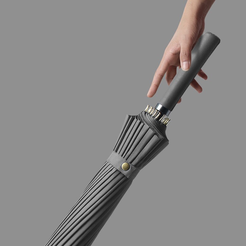 24K Large Umbrella Rain Women Men GlassFiber Umbrella Strong Windproof Wooden Handle Women Paraguas Parasol