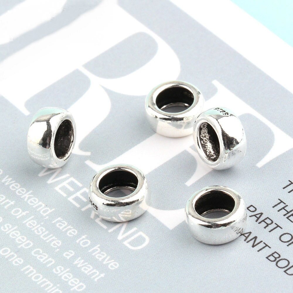 3.7*7.9MM 925 sterlina d'argento distanziatore Perline retrò S925 Branelli Allentati per tariffa il Braccialetto DIY Monili Che Trovano