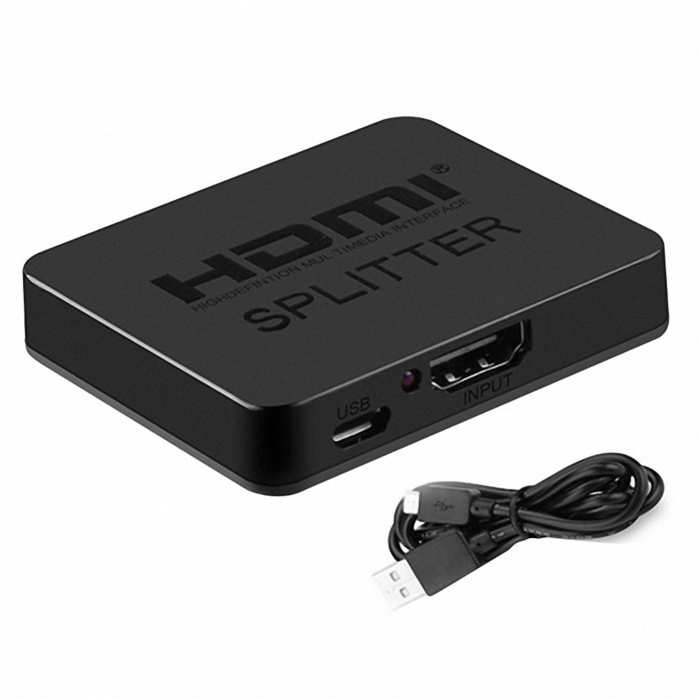 Opq-hdmi splitter 1 x 2, 1 input 2 output hdmi forstærker switcher box hub support 4 kx 2k 3d 2160p 1080p ( en indgang til to udgange