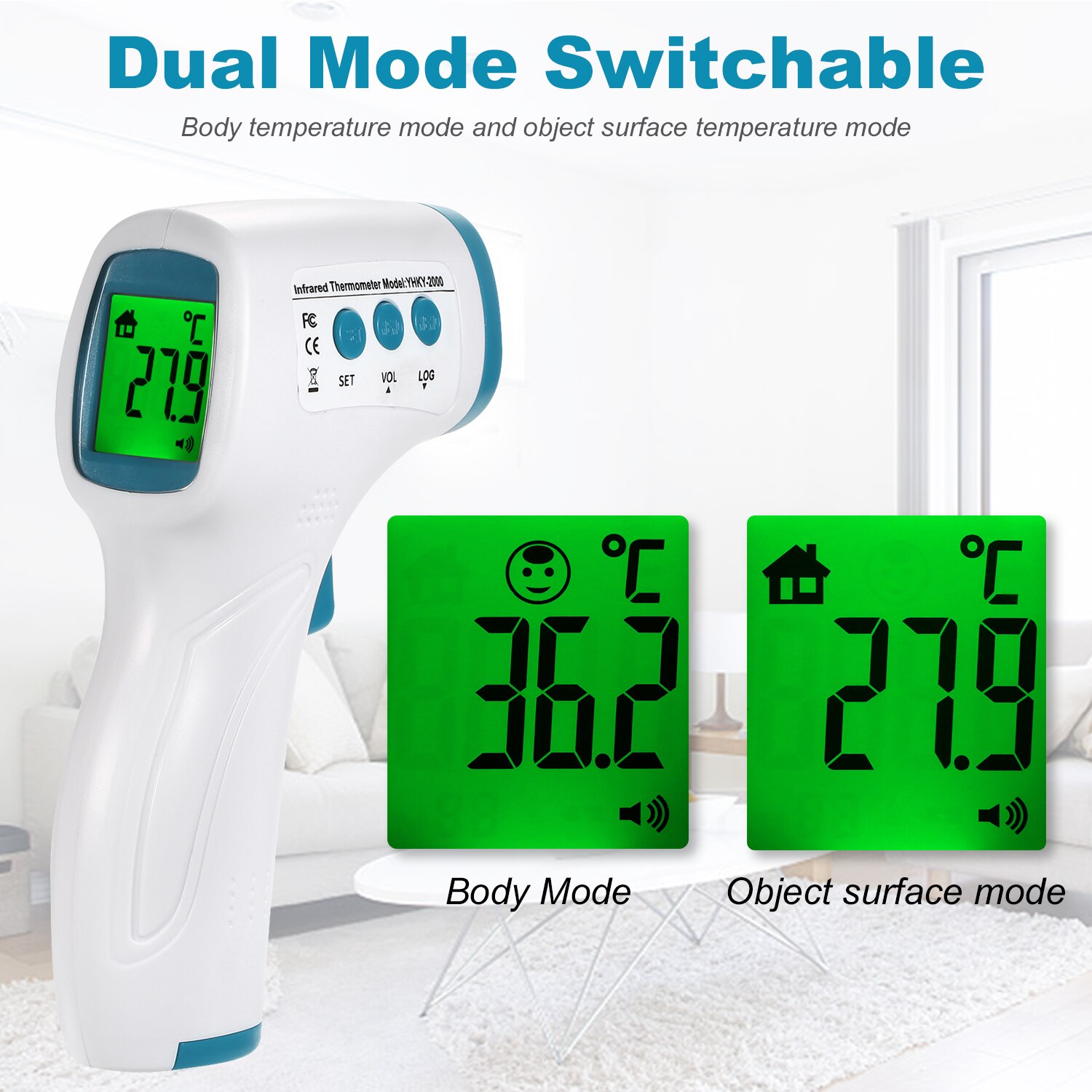 Digitale Infrarood Voorhoofd Thermometer Lcd Ir Thermometer Non-contact Ir Infrarood Thermometer Temperatuur Meter Met Koorts Alarm