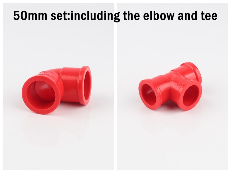 50cm Long Outer Dia 20~50mm Home Garden Irrigation System UPVC Tube Aquarium Tank Fittings Water Supply Connectors Red PVC Pipes: 50mm elbow tee