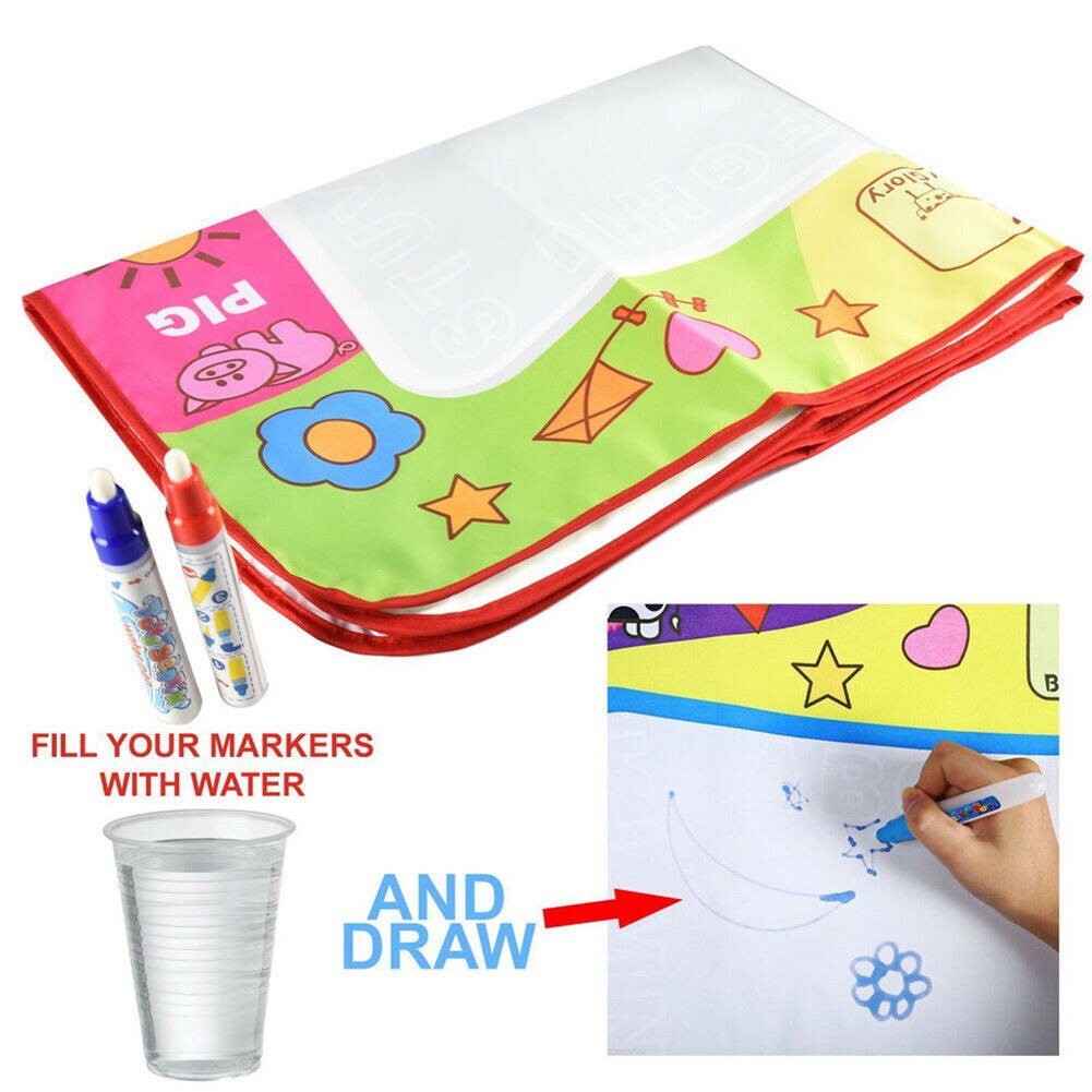 Tapete de dibujo al agua para niños, colchoneta para pintar y escribir, para bebés, gimnasio, juegos, 1 pluma mágica, tapete para garabatos