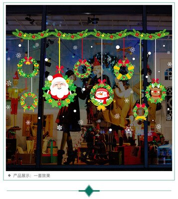 Christmas Ornaments Wall Sticker Cartoon DIY Merry Christmas Glass Wallpaper Christmas Decorations For Home Xmas Year: 2