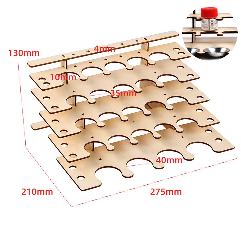 Scatola di immagazzinaggio dell&#39;organizzatore della pittura dei pigmenti di legno dell&#39;assemblea di Diy per il Modeler del supporto del supporto delle bottiglie di vernice: tamiya 102