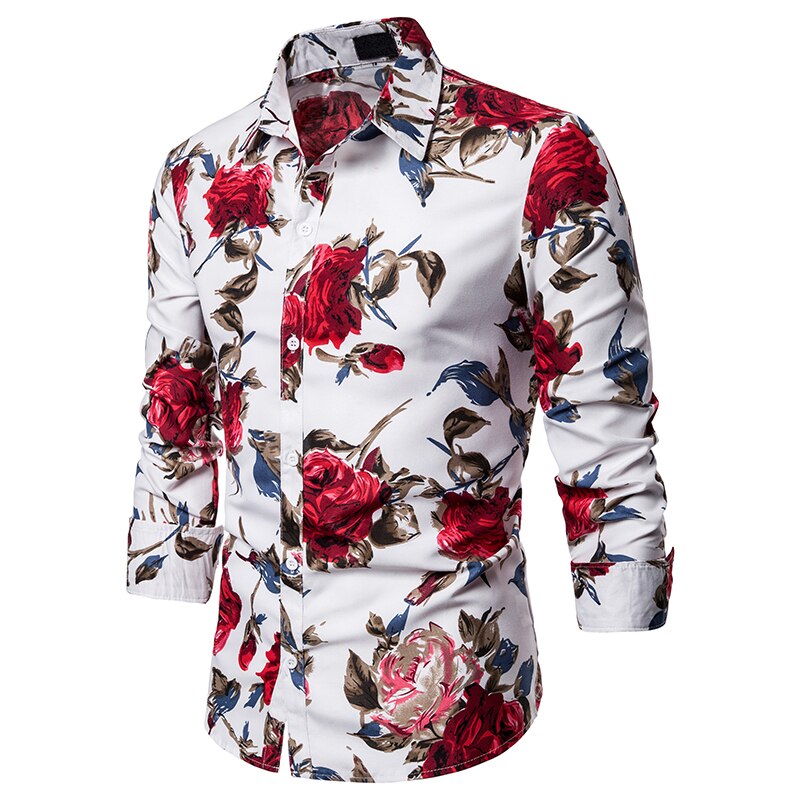 Mænds slim fit blomsterprintede skjorter til mænd kortærmet blomstret skjorte herre basic toppe casual plus size skjorter