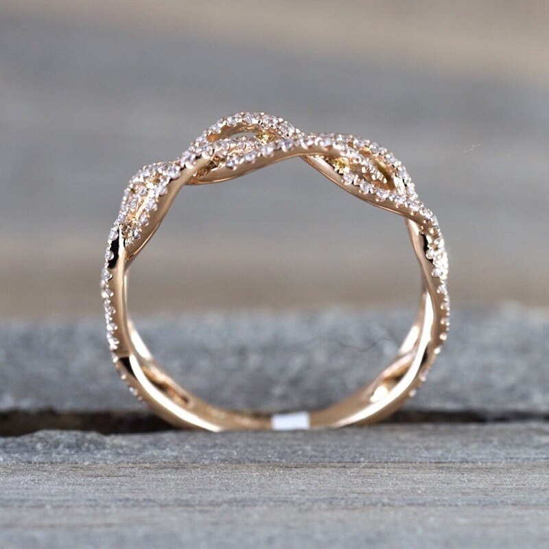 Anillos CC para mujer, joyería clásica, Circonia cúbica, Color oro rosa, bisutería nupcial para boda, accesorios para mujer, CC2342