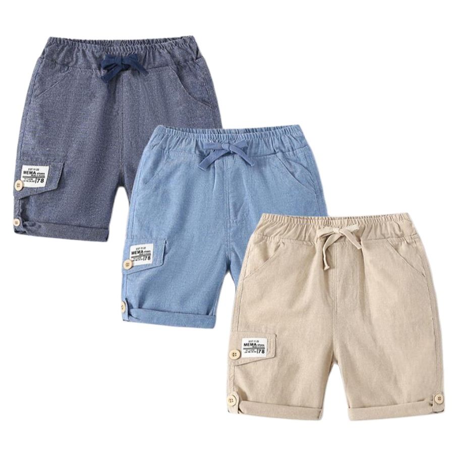 Summer Cotton Baby Boys Shorts Teenager Kids Casual Clothes Children Simple Loose Pants Solid Color 2-7 Years