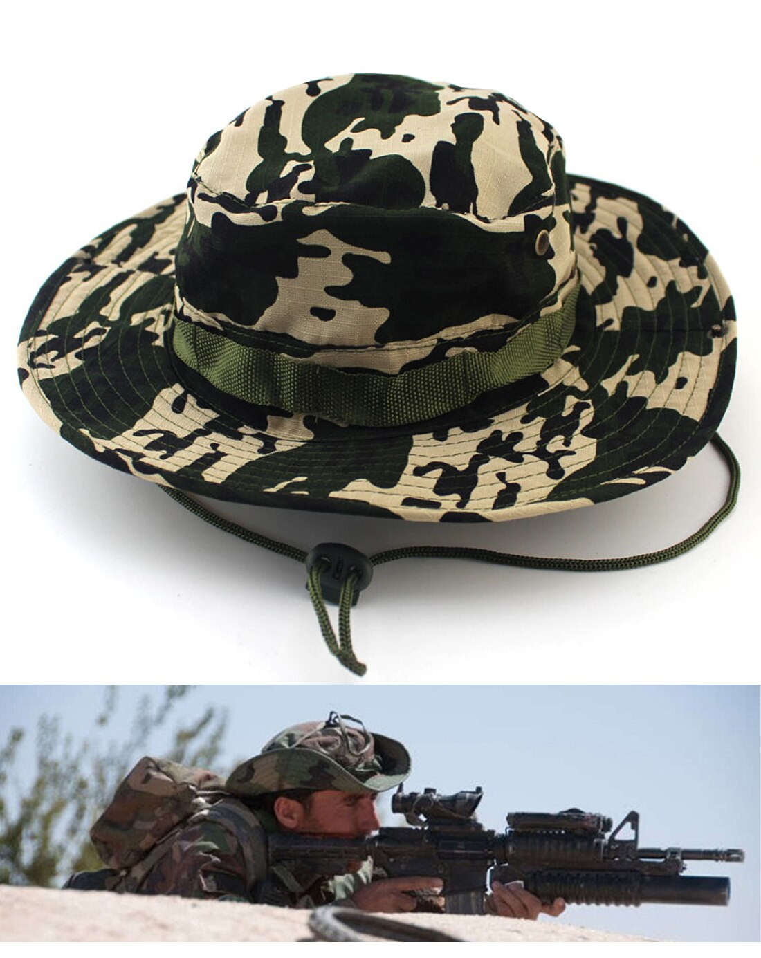 Gorros Boonie de arbusto al aire libre, gorro de pesca de camuflaje de la jungla: 14