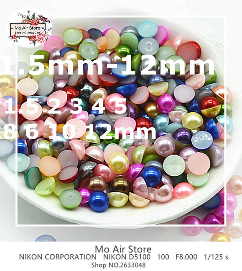 Mix Kleur Half Ronde Parel Kralen Abs Hars Platte Achterkant Cabochon Gesimuleerde Parel Kralen Diy Kralen 3-10Mm SP020