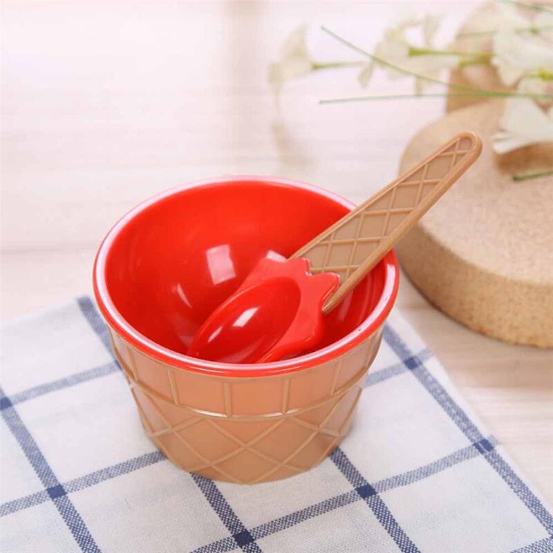 1Set Kids Ice Cream Bowl Spoon Set Durable Children Lovely Dessert Bowl DIY Ice Cream Tools For Kitchen