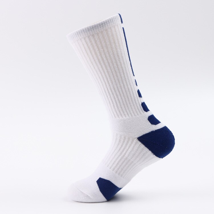 Männer Sport Basketball Socken schnell-trocken Lang Kompression Socken Ich bin Freien Sportlich Socken Rennen Radfahren socken: Weiß mit Blau