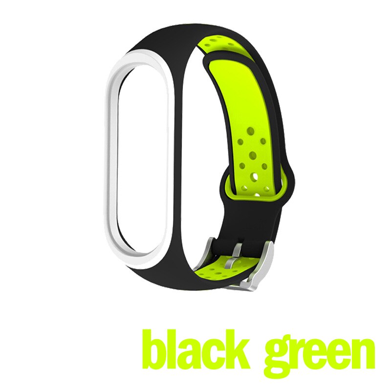 Pulsera para Xiaomi Mi banda 5 4 3 Correa deportiva de reloj de la correa de muñeca de silicona reemplazo correa para Xiaomi Miband gota 5 Band4 3 NFC: black green / For Miband 5