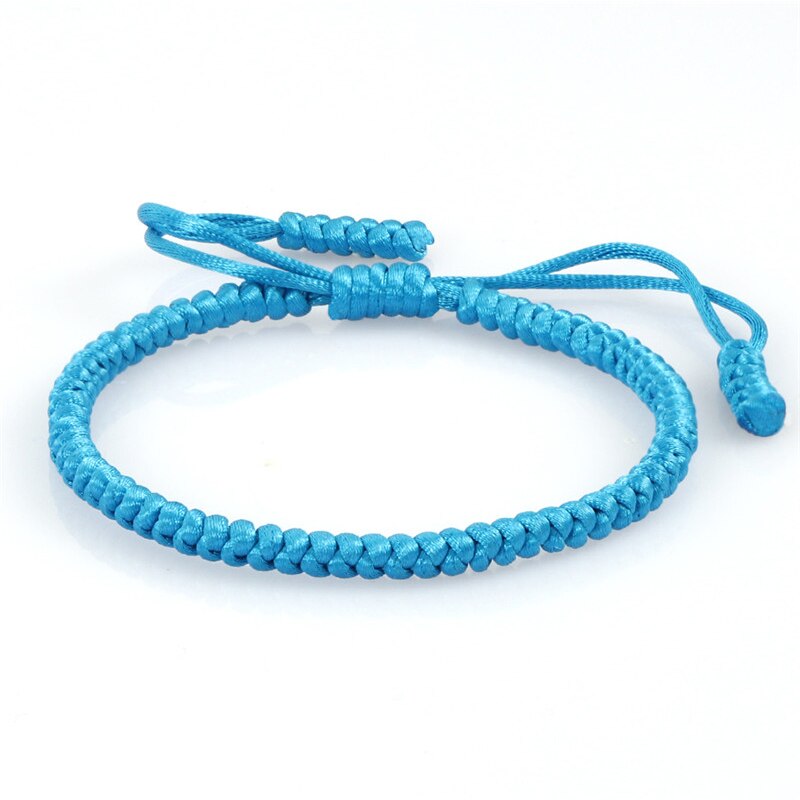 Blue Rope Knots Bracelet Women Lucky Handmade Braided Tibetan Buddhist Adjustable Bracelets Bangles For Men Jewelry: light blue