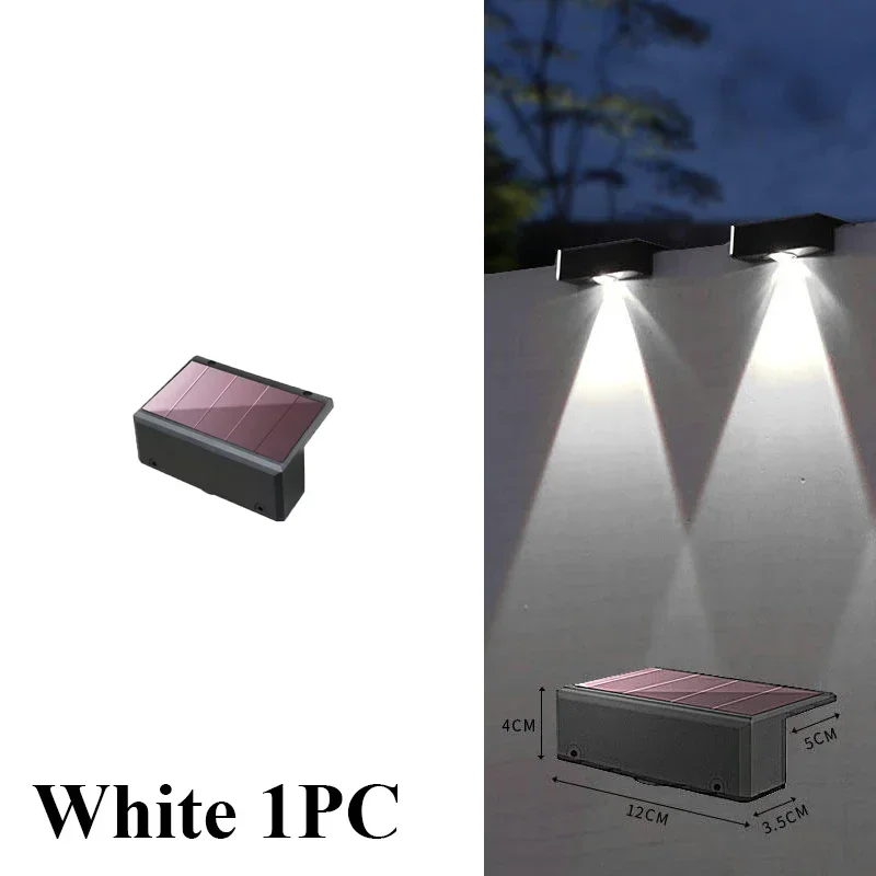 Wandlampen op zonne-energie Hekverlichting Op zonne-energie Buiten Waterdichte LED-downlight Dekverlichting voor reling Brievenbus Balkon Tuin: Zonnig Geel