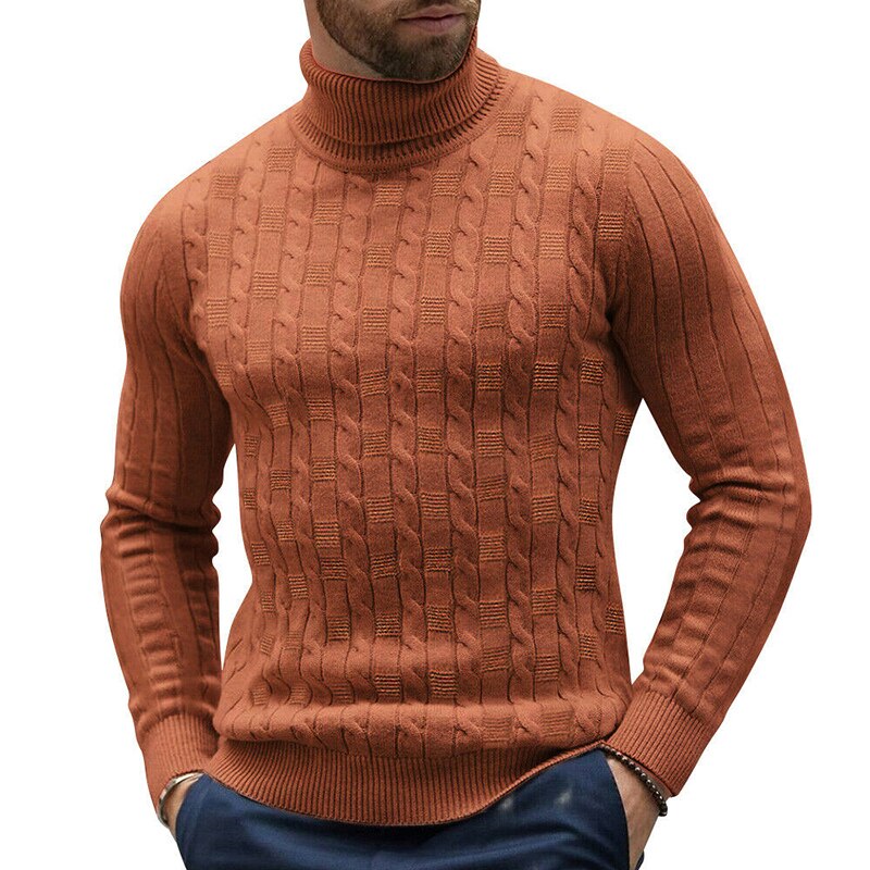 Herre vinter høst varm genser twist strikket high roll turtle neck genser casual herre strikke topper pluss størrelse 2x