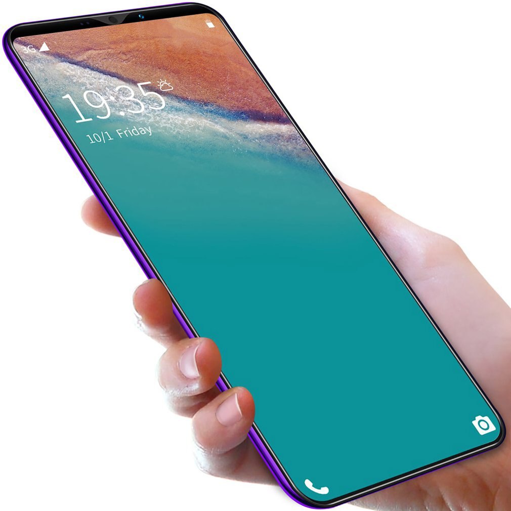 Rino3-Smartphone con pantalla de 5,8 pulgadas, celular Android con gota de agua, teléfono móvil de color sólido púrpura y de